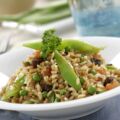 Riz cigala aux haricots verts, raisins secs et soja