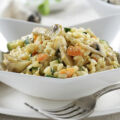 Risotto aux champignons, carottes et courgettes