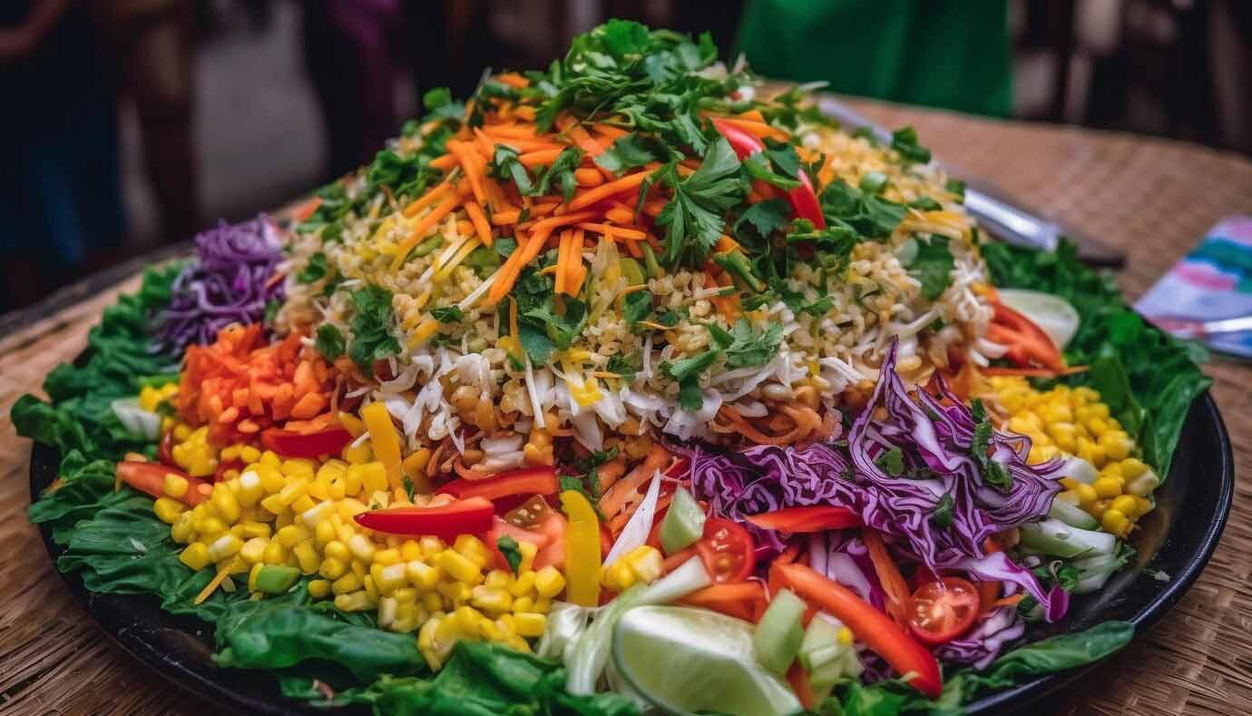 Salade de riz aux légumes et aux pâtes