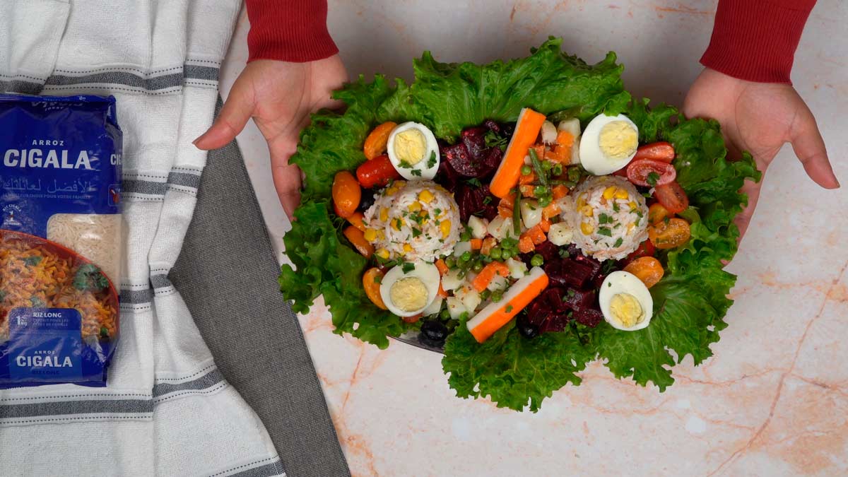 recette salade de riz nicoise: Garniture et assaisonnement