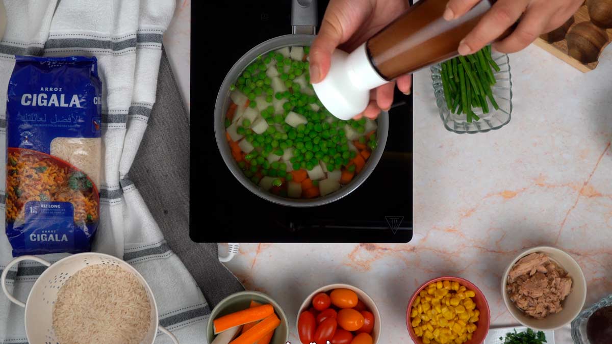 recette salade de riz nicoise: Cuisson des légumes