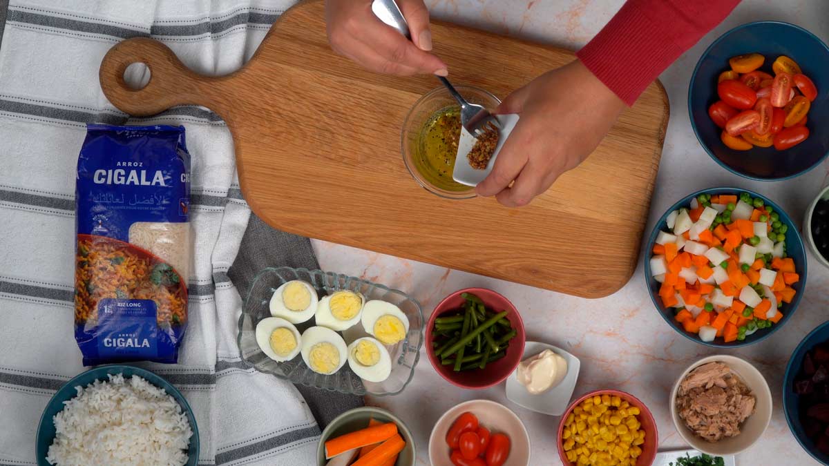 recette salade de riz nicoise: Préparation de la vinaigrette