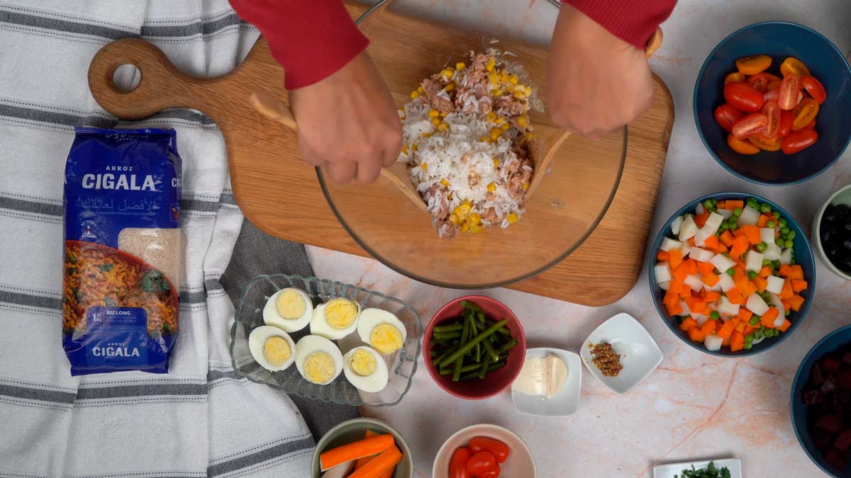 recette salade de riz nicoise: Assemblage de la salade