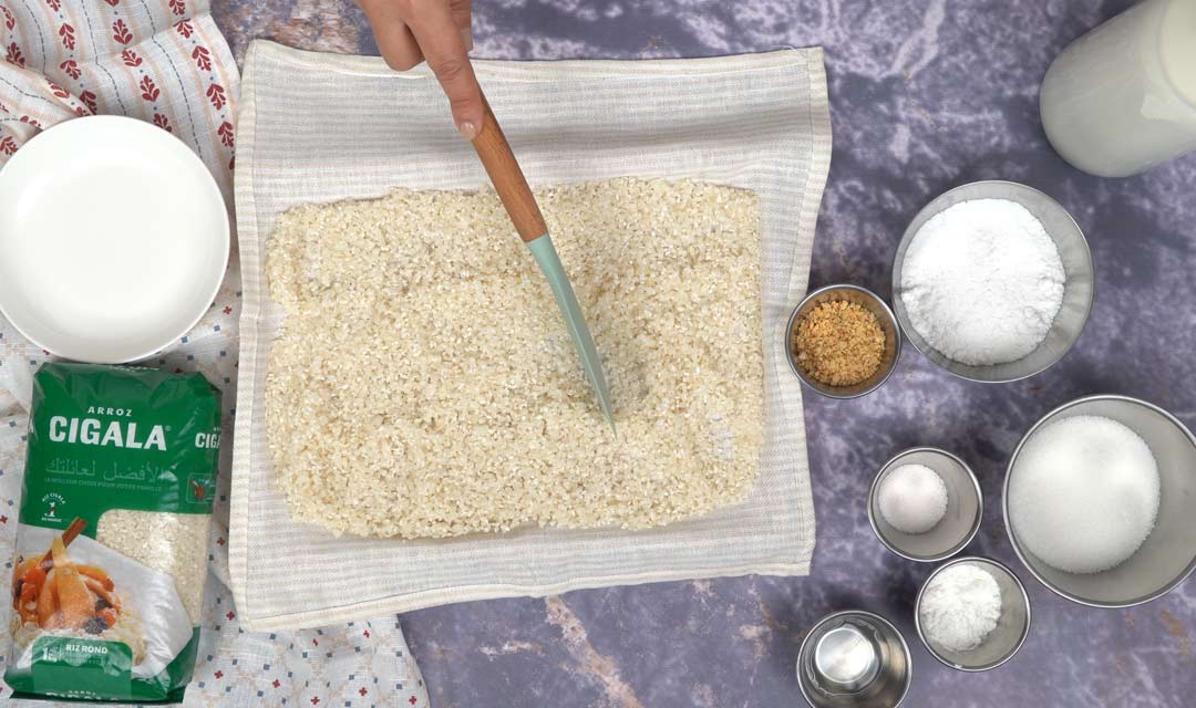 مهلبية بالأرز : تجفيف الأرز