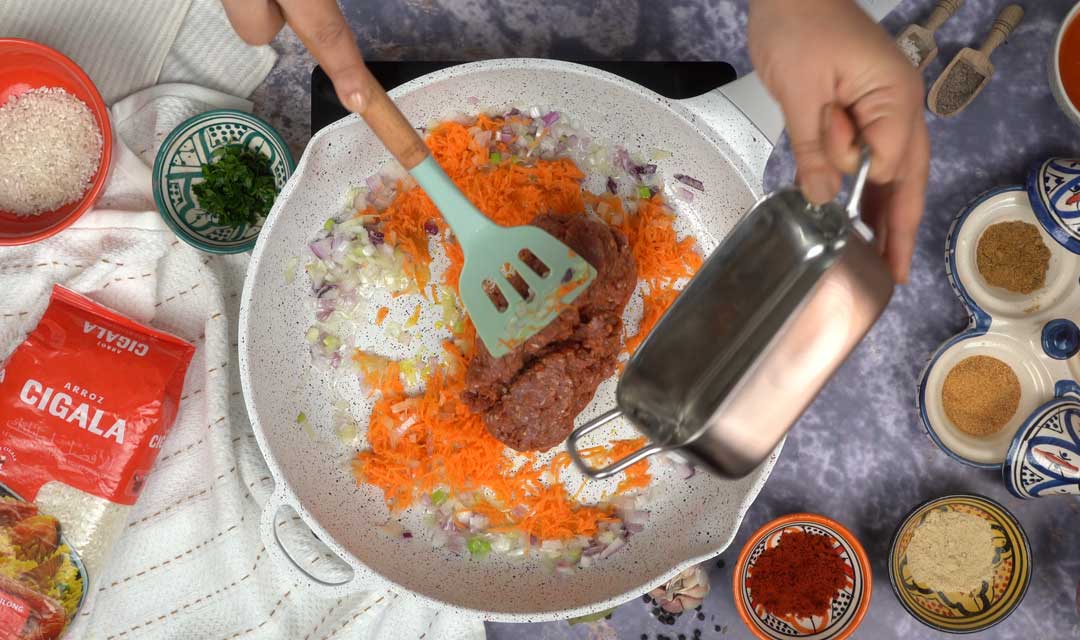 Riz Viande Hachée : Ajout de la viande hachée 