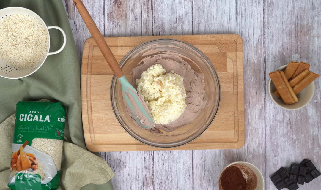 riz glacé: Ajout du riz au lait