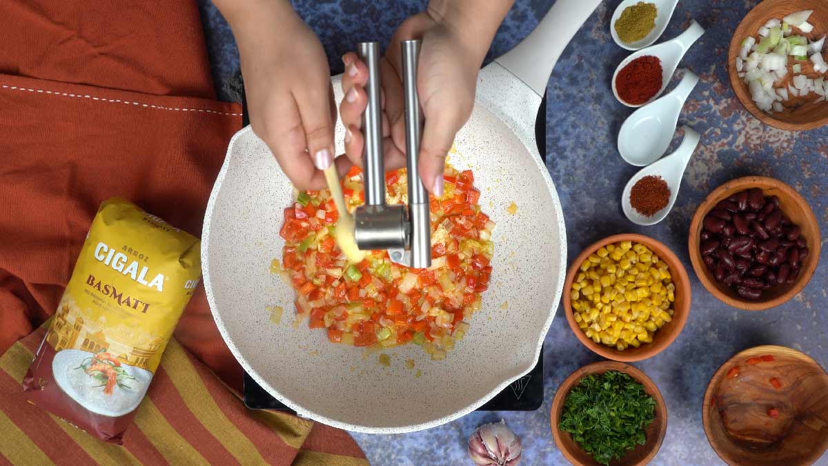 recette riz haricots rouges mexicaine: Cuisson des légumes