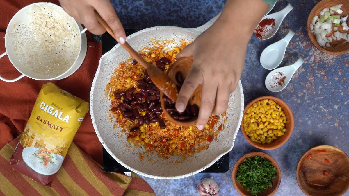 recette riz haricots rouges mexicaine: Ajout des haricots