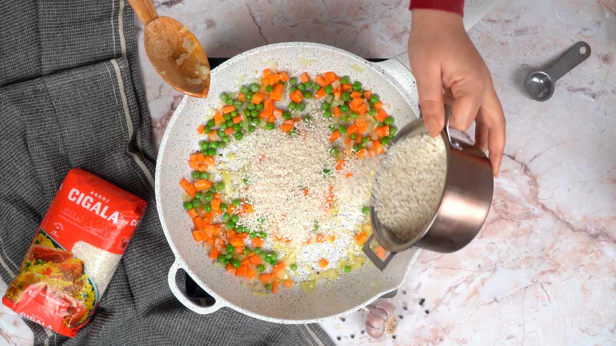 riz carotte petit pois: Incorporer le riz