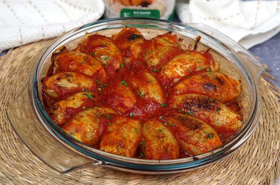 Oignons farcis au four