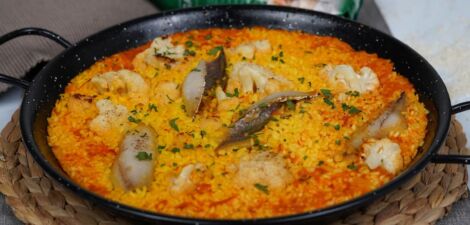 Paella au chou-fleur et la morue