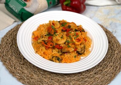 Paella aux fruits de mer surgelés