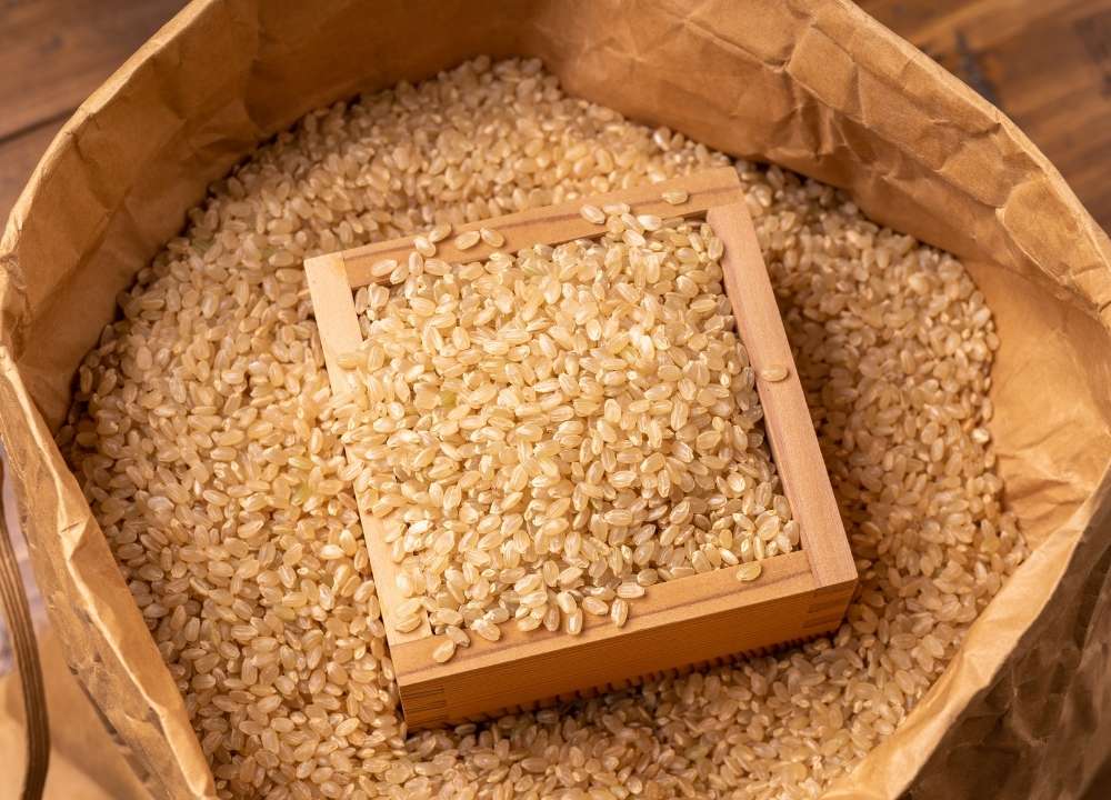 Un boisseau de riz dans un sac de riz